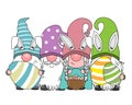 Happy easter card. Gnomes with easter eggs. Royalty Free Stock Photo