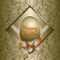 Happy Easter card and Golden structured background