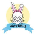 Happy easter card. hipster bunny