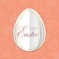 Happy Easter card, pastel textured eggs background. Gold decoration paper frame. Greeting Easter 3D. Golden border Royalty Free Stock Photo