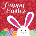 Happy easter card is rabbit egg and red dot background