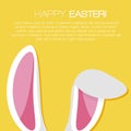 Happy Easter card. Set of Easter eggs on a yellow background. Vector isolated Illustration with Bunny