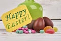 Happy Easter card and sweets. Royalty Free Stock Photo