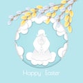 Happy Easter card with willow branches