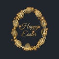 Happy Easter celebrate gold colored card