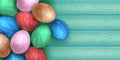 Happy easter color eggs on wood background vector illustration