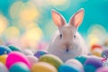 Happy easter Character Design Eggs Cheer Basket. White renewal Bunny bees. warm wish background wallpaper Royalty Free Stock Photo