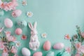 Happy easter cheer Eggs Candy-filled eggs Basket. White bunny shoes Bunny Garden picked bouquet. Red Berry background wallpaper Royalty Free Stock Photo