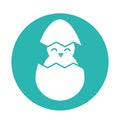 Happy easter chick inside egg block style icon vector design Royalty Free Stock Photo