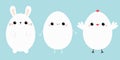 Happy Easter chicken bird, bunny head face, egg set line. White rabbit baby chick. Cute cartoon kawaii funny character. Friends Royalty Free Stock Photo