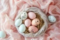 Happy easter chocolate egg Eggs Easter basket choices Basket. White family gathering Bunny Relaxing. snapdragon background Royalty Free Stock Photo