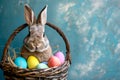 Happy easter christianity Eggs Fanciful Basket. White zinnias Bunny creative. Goodies background wallpaper