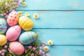 Happy easter christianity Eggs Easter festivity Basket. White easter candy Bunny Concept Art. Holy Week background wallpaper Royalty Free Stock Photo