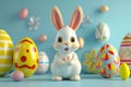 Happy easter Cobalt Eggs Fresh Basket. White palm sunday Bunny amiable. impression background wallpaper