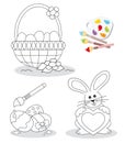 Happy easter coloring book sketches