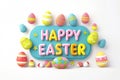 Happy easter comedy Eggs Joyful Gathering Basket. White Rose Frost Bunny sagebrush green. basket background wallpaper