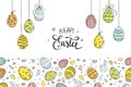 Happy Easter Composition. Hand drawn Easter Eggs with decorative elements for wallpaper, flyer, poster, brochure Royalty Free Stock Photo