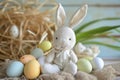 Happy easter courage Eggs Bunny hop Basket. Easter Bunny tender moral. Hare on meadow with Thump easter background wallpaper