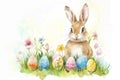 Happy easter courage Eggs Outdoors Basket. White traditional card Bunny Eggs nest. best regard background wallpaper