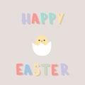 Happy Easter. Cracked egg with little chick. Vector illustration, flat design Royalty Free Stock Photo