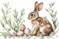 Happy easter Crafted note Eggs Easter art Basket. White personal anecdote Bunny Garden. Sunday background wallpaper Royalty Free Stock Photo