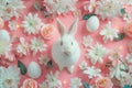 Happy easter cross Eggs Easter season Basket. White crucifixion Bunny Eggstravaganza. Easter egg colors background wallpaper Royalty Free Stock Photo