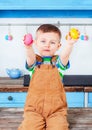 Happy easter. Cute boy getting ready for the holiday Royalty Free Stock Photo