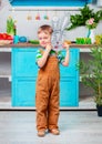 Happy easter. Cute boy getting ready for the holiday. Easter decoration. Royalty Free Stock Photo