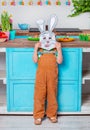 Happy easter. Cute boy getting ready for the holiday. Easter decoration. Royalty Free Stock Photo