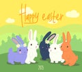 Happy Easter. Cute bunnies.