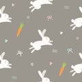 Happy Easter! Cute Cartoon Bunny Vector Illustration