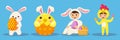 Happy Easter cute cartoon character vector set. Festival and cultural holiday concept