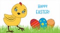 Happy Easter. Cute chicken cartoon