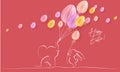 Happy Easter. Cute little elephant with balloons