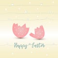 Happy Easter cute poster With eggshell on a striped background. Vector illustration. Wallpaper, flyers, brochure,voucher Royalty Free Stock Photo
