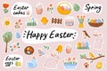 Happy Easter cute stickers template set. Scrapbooking elements