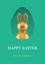 Happy Easter 3d greeting card golden rabbit bauble egg hole surprise design template realistic vector illustration Royalty Free Stock Photo
