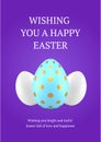 Happy Easter 3d greeting card painted ornament chicken eggs gift design template realistic vector illustration