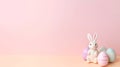 Happy Easter Day background and backdrop, cute bunny rabbit, ornament, and colorful egg, copy space greeting and backdrop, banner