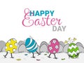 Happy Easter Day card with funny walking eggs Royalty Free Stock Photo