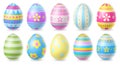 Happy Easter Day colorful egg collection isolated on white background Royalty Free Stock Photo
