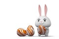Happy easter day, cute bunny with colorful egg Royalty Free Stock Photo