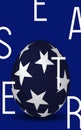 Happy Easter Day. 3d Easter Eggs with disjointed text in blue gradient background. Vector Illustration. EPS 10 Royalty Free Stock Photo