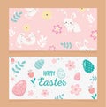 Happy easter day greeting eggs rabbit decoration