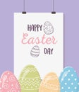 Happy easter day, hanging card painted eggs decoration