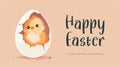 Happy Easter Day holiday horizontal banner with cute chick egg. Traditional spring religious celebration greeting card Royalty Free Stock Photo