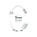 Happy easter day natural minimal floral logo design vector template