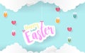 Happy Easter Day paper art card design with candy colors Royalty Free Stock Photo