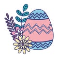 Happy easter day, pink and blue decoration fowers foliage leaves