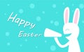 Happy Easter day with rabbit hold megaphone vector